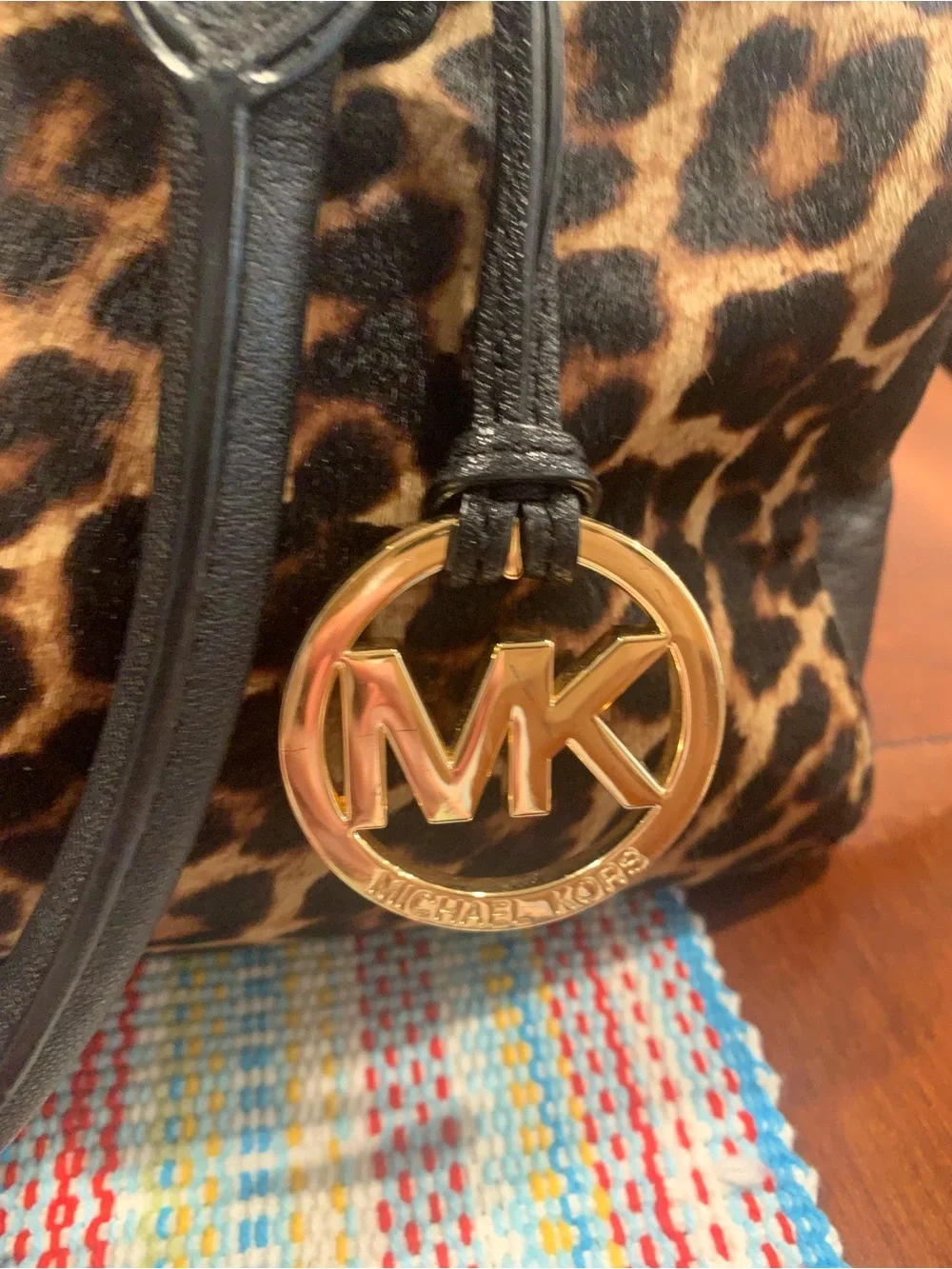 Michael Kors Leopard Print Satchel with Black Trim and Gold Hardware - Picture 5 of 15